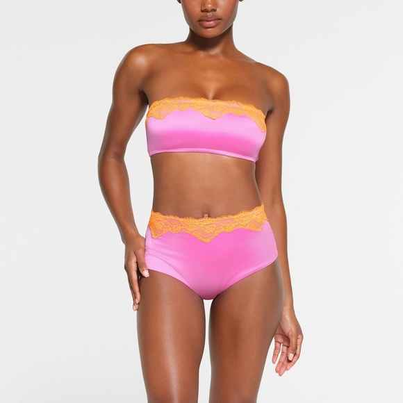 SKIMS Other - 💖SKIMS LACE SWIM HIGH WAISTED FULL BRIEF BIKINI BOTTOM NEON ORCHID XS